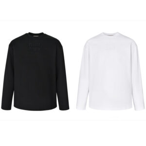 미우미우 【잔디집2】 로고 자수 긴팔 티셔츠（세븐）