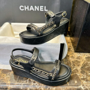 샤넬 【TJ공장】 25P 체인 로고 퀼팅 벨크로 샌들（터보）