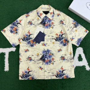 프라다 【잔디집】 하와이 프린트 코튼 볼링 셔츠 (레어)