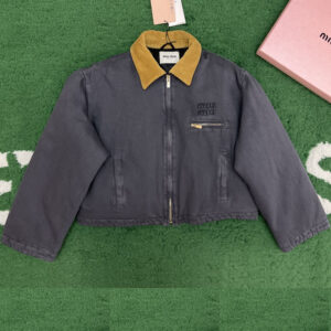 미우미우 【잔디집】 데님 코듀로이 카라 패딩 자켓（레어）