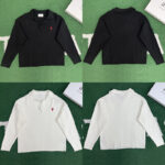 아미 【잔디집】 하트로고 오픈카라 폴로 니트（레어）