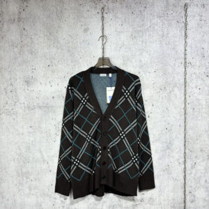 버버리 [사슬공장] 체크 울 모헤어 블렌드 가디건