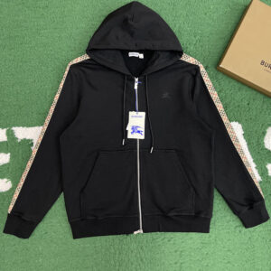 버버리 【잔디집】 체크 트리밍 코튼 후드 집업（레어）