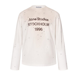 아크네 【잔디집2】 （세븐） 로고 디스트레스드 긴팔 티셔츠