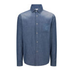 로에베 【잔디집2】 아나그램 포켓 셔츠 샴브레이 코튼 （세븐）