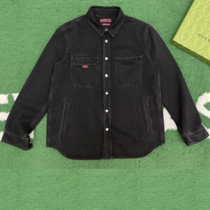 구찌 【잔디집】 자수 웹 스톤 위시드 데님 셔츠 （레어）