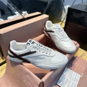 미우미우 【TJ공장】 김나지움 기능성 소재 스니커즈 화이트/버건디（터보）