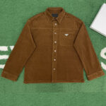 프라다 【잔디집】 트라이앵글 로고 캐주얼 애티튜드 셔츠 코듀로이 （레어）