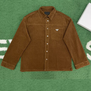 프라다 【잔디집】 트라이앵글 로고 캐주얼 애티튜드 셔츠 코듀로이 （레어）