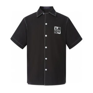 루이비통 【잔디집2】 엠브로이더드 숏 슬리브드 코튼 셔츠（세븐）