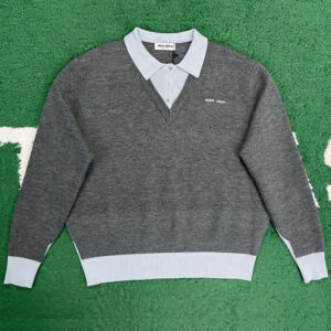 미우미우 【잔디집】 캐시미어 앤 울 폴로 니트 스웨터（레어）