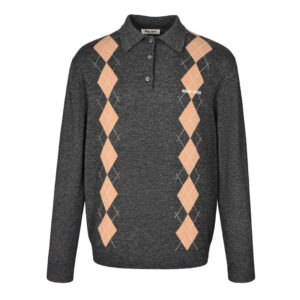 미우미우 【잔디집2】 아가일 캐시미어 니트 스웨터（세븐）