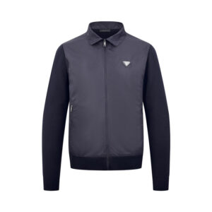 프라다 【잔디집2】 트라이앵글 로고 리나일론 니트 집업（세븐）