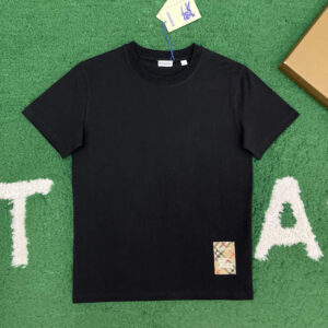 버버리 【잔디집】 체크 라벨 코튼 반팔 티셔츠 (레어)