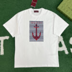 구찌 【잔디집】 메종 로고 프린트 닻 모티브 코튼 저지 반팔 티셔츠（레어）