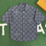 루이비통 【잔디집】 다미에 샴브레이 쇼트 슬리브드 셔츠（레어）