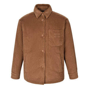 미우미우 【잔디집2】 로고 자수 코듀로이 다운 자켓 （세븐）