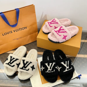 루이비통 LV 로고 양털 파모사 슬리퍼