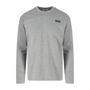 미우미우 【잔디집2】 로고 패치 롱 슬리브 립 조직 저지 티셔츠（세븐）