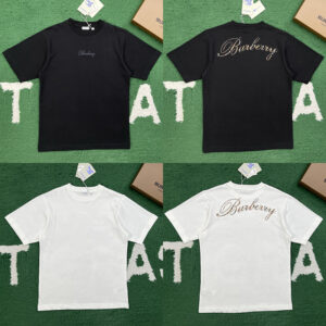 버버리 【잔디집】 로고 체크 커시브 코튼 티셔츠 (레어)