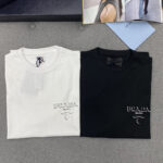 프라다 【TJ공장】 3D 로고 리브 니트 오버사이즈 코튼 티셔츠（터보）