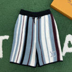 루이비통 【잔디집】 LV 로고 자수 스트라이프 크로셰 숏 팬츠（레어）