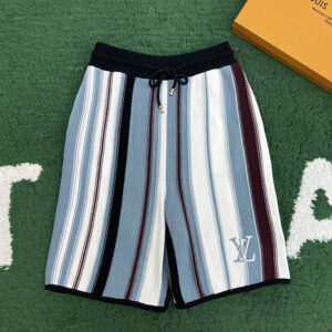 루이비통 【잔디집】 LV 로고 자수 스트라이프 크로셰 숏 팬츠（레어）