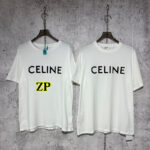 셀린느 【사슬공장】 로고 코튼 반팔 티셔츠 화이트