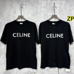 셀린느 【사슬공장】 로고 티셔츠 코튼 반팔 블랙