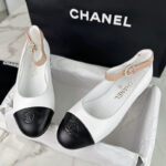 샤넬 【터보】 23A 발레리나 스트랩 플랫 슈즈 화이트（TJ공장）