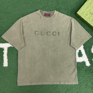 구찌 【잔디집】 디스트레스드 로고 코튼 반팔 티셔츠 (레어)