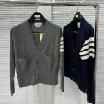 톰브라운 (TJ공장) 【터보】 사선완장 캐시미어 크롭 가디건