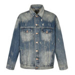 발렌시아가 [잔디집2] 데님 재킷 데미지 워싱 백로고