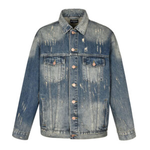 발렌시아가 [잔디집2] 데님 재킷 데미지 워싱 백로고