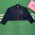 미우미우 【잔디집】 파나마 코튼 블루종 자켓 (레어)