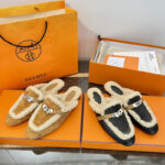 에르메스 켈리 오즈 뮬 시어링 스웨이드