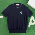 디올 【잔디집】 CD 반소매 반팔 다이아몬드 스웨터 니트（레어）