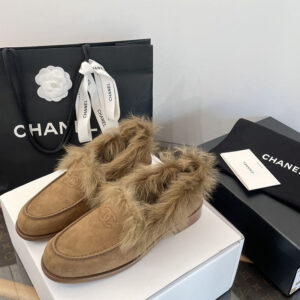 샤넬 25N CC 로고 스웨이드 키드스킨 시어링 로퍼