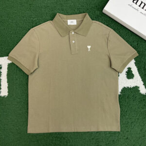 아미 【잔디집】 드 꾀흐 화이트 하트 반소매 폴로 셔츠（레어）