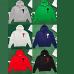 아미 【잔디집】 드 꾀흐 빅 하트 로고 울 니트 후드（레어）