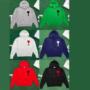 아미 【잔디집】 드 꾀흐 빅 하트 로고 울 니트 후드（레어）