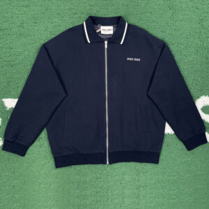 미우미우 【잔디집】 본디드 피케 테크니컬 저지 블루종 자켓（레어）