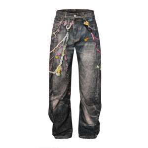 아크네 【잔디집2】 와이드 레그 프린트 진（세븐）