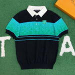 루이비통 【잔디집】 레인보우 오토만 스티치 반팔 폴로（레어）