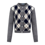 프라다 【잔디집2】 아가일 니트 캐시미어 가디건（세븐）