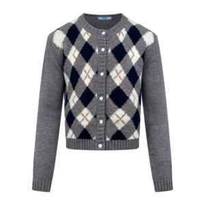 프라다 【잔디집2】 아가일 니트 캐시미어 가디건（세븐）