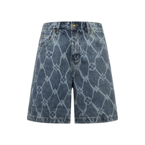 루이비통 【잔디집2】 모노그램 데님 피시넷 프린티드 팬츠（세븐）