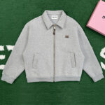 미우미우 【잔디집】 로고 저지 블루종 자켓 (레어)