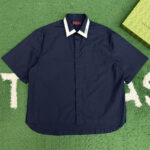 구찌 【잔디집】 포플린 코튼 반팔 셔츠（레어）