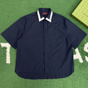 구찌 【잔디집】 포플린 코튼 반팔 셔츠（레어）